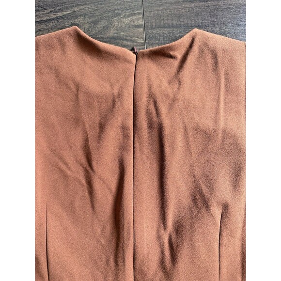 London Times Women's Short Sleeves Button-Trim Crepe Sheath Dress Cedar brown 12 - Picture 8 of 8